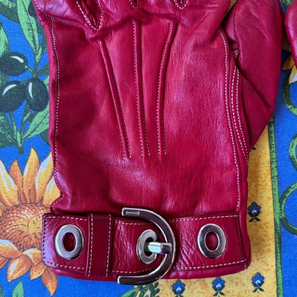 COACH Red Leather Gloves - Picture 2 of 4
